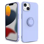 ZUSLAB Silicone Stand Case for iPhone 13 Mini 5.4" Magnetic Finger Ring Kickstand Bumper Protective Cover for Apple - Light Plum
