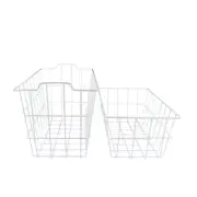 Set of Two White Wire Baskets For Pantry Storage and Organization