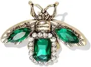 [songbowen] Emerald Bee Brooch Rhinestone Insect Lapel Pin Cute Honeybee Brooch Crystal Bee Badge Brooch Vintage Green Jade Animal Brooch Corsage Pin Women's Clothing Bag Accessory, Metal, no gemstone