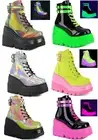 Pleaser Demonia SHAKER-52 4 1/2" Stacked Wedge Platform Lace-Up Ankle Boot