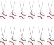 [Framendino] 12 Pack Baseball Softball Sports Necklace for Team Accessories Softball Player Lovers Party White, 12 Pack, Metal, No Gemstone