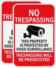 Large Video Surveillance Signs, 18X12 Inches No Trespassing Sign Private Propert