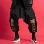 中國風個性刺繡低襠跨褲民族中式大碼燈籠褲國潮嘻哈寬鬆街舞褲子