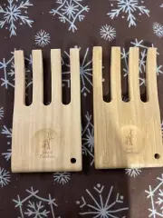 Island Bamboo Tong Set Bear Claw Wooden Salad Serving Kitchen Fork New
