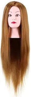 Real Human Hair Mannequin Head, Cosmetology Makeup Hairdressing Training Head, Cosmetology Doll Head Blond, Manikin Cosmetology Doll Head, for Display Practice Braiding Styling