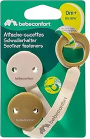 Bebeconfort Round Soother Fasteners x2 - Easy Clip System, Lightweight & Cute, Easy to Clean, Universal Fit