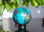 Rare Large 45MMMM Pyrite Sky-Blue Turquoise Stone Metaphysical Sphere Ball