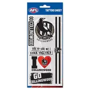 Collingwood Magpies AFL Temporary TATTOO Sheet