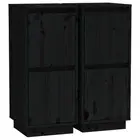 Sideboards 2 Pcs Black 31.5X34x75 Cm Solid Wood Pine mdf Sideboards & Buffets
