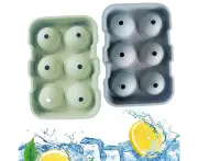 For Ice Chilling Cocktail Whiskey Tea Coffee,Ice Cube Tray, Flexible-Ice Hockey Morandi Blue + Ice Hockey Morandi Green