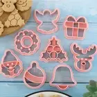 Festive Cookie Cutter Set Christmas with 3d Mini Stamps for Baking Diy Press