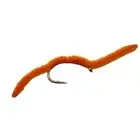 One dozen (12) Orange San Juan Worm size 12 fishing flies
