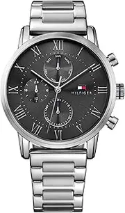 [Tommy Hilfiger] Men's kane Watch, BLACK/SILVER, 44MM