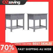 bedside cabinets grey 2 pcs storage drawer 40x29x42 cm wood 4051