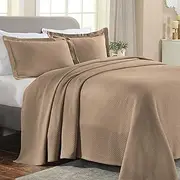 Superior Bedspread SOLT-FL-TP Diamond Solitaire Jacquard Matelasse 100% Premium Cotton Bedspread,Taupe,Full