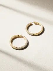 [David Yurman] David Yurman - + Net Sustain Cable Edge 18-karat Recycled-gold Diamond Hoop Earrings - One size One size Gold