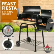 2in1 BBQ Smoker Charcoal Grill Roaster Heavy-duty steel Offset BBQ Portable