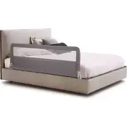 Costway 1.5M Folding Bed Rail Adjustable Protective Guard Mesh Cot Bedrail Grey