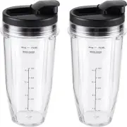 4 Pieces Ninja Blender Cups Replacement Parts 24oz with Lids Upgraded Blender...