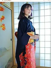 [JIMINISO] Japanese Traditional Yukata Printing Kimono with OBI Set Robe Dress Vintage Women’s Streetwear Cosplay Geisha Stage