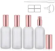 SonoYU Frosted Spray Bottles, Leak-proof Glass Empty Bottles, Travel Fine Mist Sprayer, Refillable Empty Bottles for Essential Oils, Perfume, Makeup Toner, 1.75 oz (Pink, 4 * 50ml)