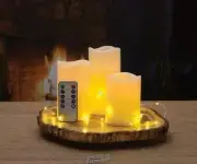 5-Piece LED Lights Pillar 3 Flameless Candle Set Holiday Christmas Centerpiece