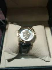 GF Ferre GF.9085L/13 A Women's Black Band Gold Tone Watch New In Box MSRP 1450.