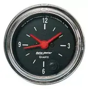 Auto Meter 2585 Traditional Chrome Clock Black Face Red Pointer 2 1/16"