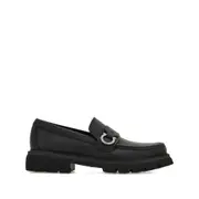 [Ferragamo] Ferragamo Gancini Leather Loafers 8 US BLACK