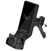 Promate MAGDRIVE-TRIO 15W 3-in-1 MagSafe InCar Qi2 Phone Wireless Charging Station Mount - Black 4.5W AirPods Charger, 3.5W Apple Watch Charger, LED Light Indicator.1m Cable Include [MAGDRIVE-TRIO]