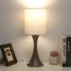 3 Way Touch Control Table Lamp, Modern Bedside Lamp Brown Base with Beige Shade