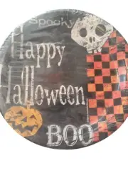 Checkered Halloween Dessert Paper Plates