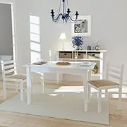 Dining Chairs 2 pcs White Solid Rubber Wood and Velvet Kitchen Chair