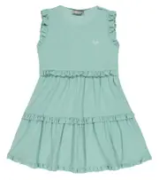 [Il Gufo] Il Gufo Ruffle-trimmed jersey dress Y 6 blue