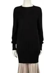 Black Wool Knit Silk Panel Jumper