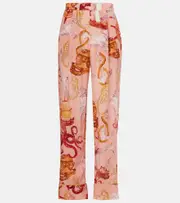 [Farm Rio] Farm Rio Nautical Wonder printed straight pants AU 8 pink