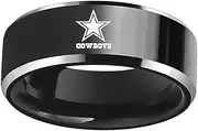 DC' Cowboys Dome Ring Rugby Silver/Gold/Black Titanium Steel Sports Band For Men Women