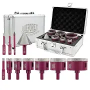 Diamond Drill Bits Set 11pcs - 9pcs 6/6/8/20/25/35/45/50/65mm Dry Hole Saw, 1...