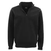 New Men's Unisex Adult Half-Zip Fleece Jumper Pullover Stand Collar Jacket Shirt - Black
