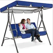 Swing Canopy Top Cover Replacement Canopy and Swing Cushion Cover,Waterproof 2 and 3 Seater Swing Replacement Top Cover,for Garden Outdoor Swing Bench Patio,Bl