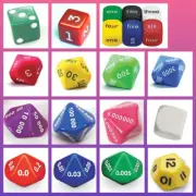 Large Variety of Dice Sets of 6 Great Classroom Resource for Student Activities
