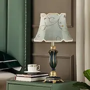 Bedside Lamps Table Lamp Traditional for Living Room 21.26'' Retro Bedroom Lamp Resin with Gray Green Lampshade for Bedside Table Nightlamps