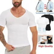 Men Compression Shirt Slimming Body Shaper Abdomen Gynecomastia Control Tops Gym