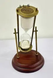 Nautical Maritime Antique Brass Hourglass 10 Inch Sand Timer & Desk Clock Decor