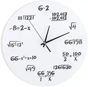 Math Wall Clock, Wall Clock 3D Decoration Mathematical Mathematics Teacher Gift, for Kids Maths Lover Room Classroom Home Office Decor[White A]