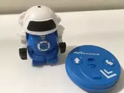 Mini remote controlled Blue Yellow robot Backward straight Right turn 100m away