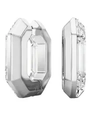 [Swarovski] Octagon Shape Small Lucent Hoop Earrings in Silver