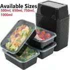 5Pcs/set Black Fridge Storage Boxes Large Capacity Lunch Box