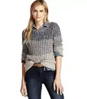 Lucky Brand Blue Marled Ombre Sweater Pullover Cotton Wool Women Small New