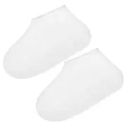 Waterproof Silicone Shoe Cover Non-Slip Overshoes Rain Boot Galoshes (White, L)